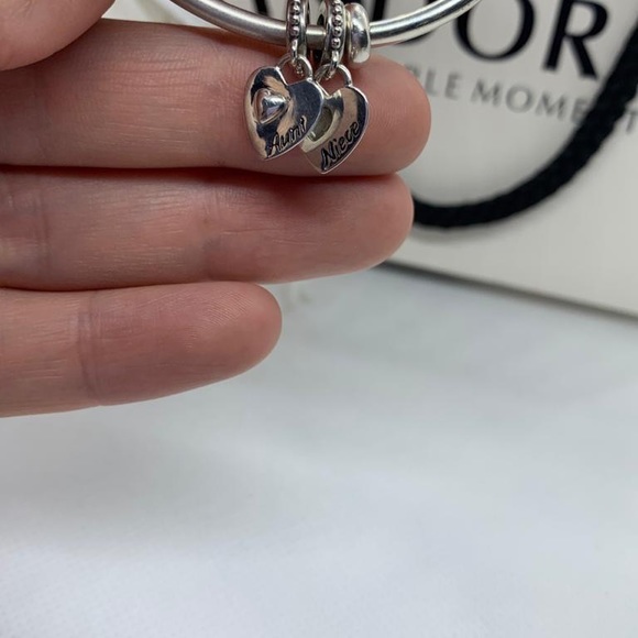 Aunt & Niece Split Heart Dangle Charm - Picture 2 of 3